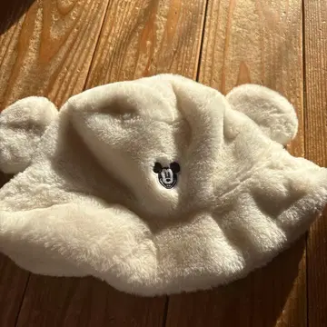 미키마우스 귀 달린 화이트캡 화이트