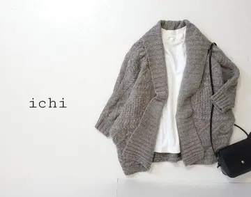 ichi 이치 케이블 니트 가디건 울 혼방