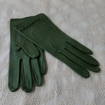천연 가죽 라무 장갑 그린