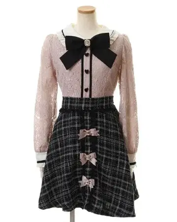 LIZLISA 리즈리사 원피스+가디건+헤어 액세서리