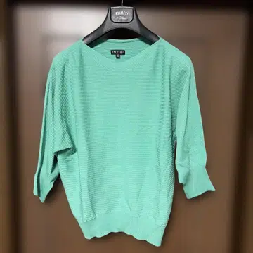 INDIVI 민트 그린 오부 소매 니트