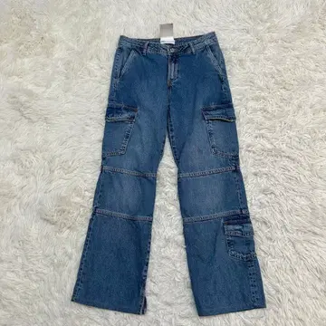 ZARA 자라 스플릿 카고 데님 팬츠 스트레이트 데님 블루