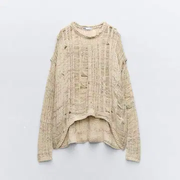 ZARA 자라 크러쉬 가공 니트 스웨터 XS 택 포함 새상품