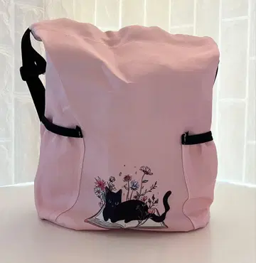 고양이와 꽃 프린트 백팩