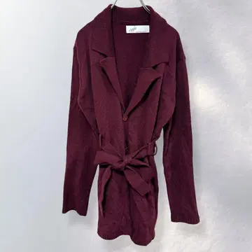 니트 가디건 테일러드 벨트 포함 미들 기장 겉옷 무지 M [ i477