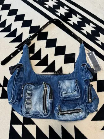 택 포함 미사용 새상품 JEANASIS 멀티 포켓 데님 원숄더