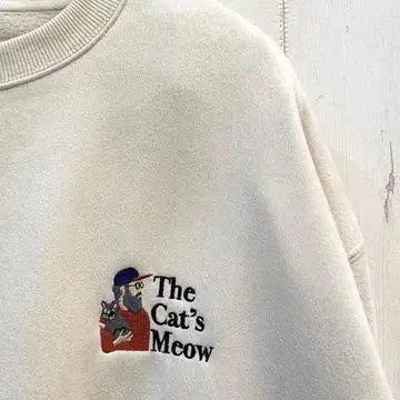 새상품 원포인트 자수 맨투맨 속기모 고양이 트레이닝복 L 사이즈