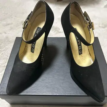 COMEX 블랙 하이힐 앵클 스트랩