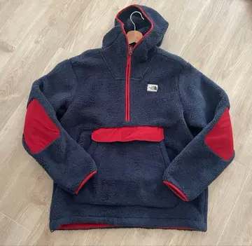 플리스 후드티 네이비/레드