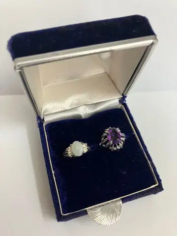 자수정과 화이트 컬러 반지 2세트