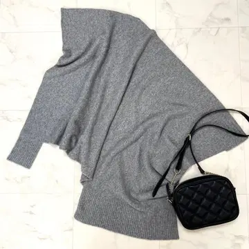 컨디션 최상 디자인웍스 캐시미어 홀가먼트 드레이프 니트 그레이 38