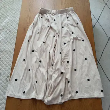 mizuiroind 베이지 블랙 도트 와이드 팬츠