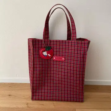 familiar 패밀리아 토트백 빨간색 체크 구형