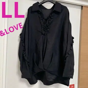 택 포함 미사용 새상품 앤드러브 LL 사이즈 프릴 블라우스 튜닉 QVC