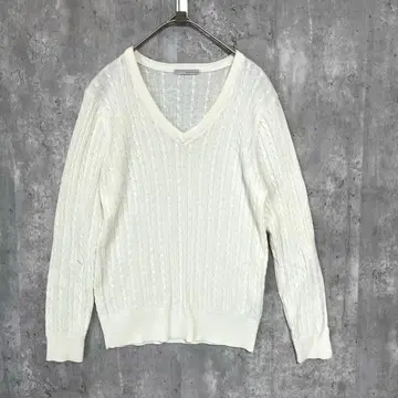 OPAQUE.CLIP V넥 케이블 니트 심플 고급스러운