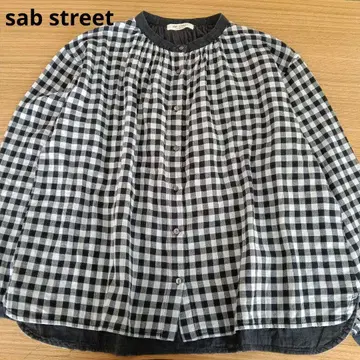 서브 스트리트 체크 루즈핏 코튼 린넨 블라우스