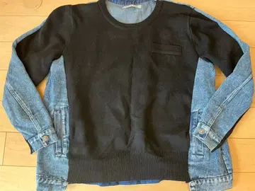 ways will 니트 데님 절개 도킹 디자인 상의