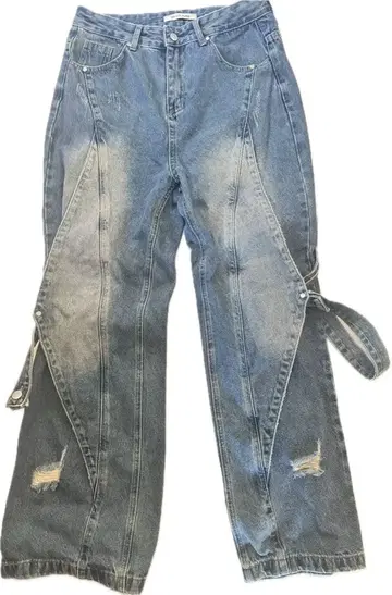 ZF CULTURE/변형 와이드 기믹 데님/데미지 가공/L/데님/IDG