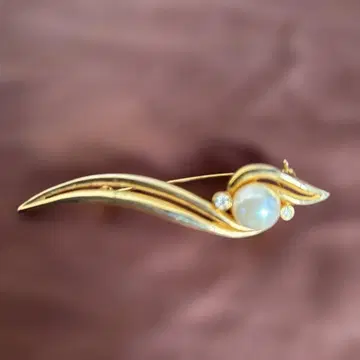 골드 브로치 펄 장식 7.5cm
