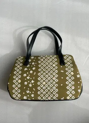 꽃무늬 토트백 올리브 그린 중형