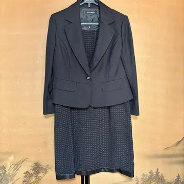 블랙 검정 자켓 도트 무늬 드레스 3세트