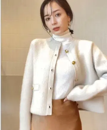 [ 클리닝 완료 ] anuans: 라쿤 블렌드 노카라 니트 자켓