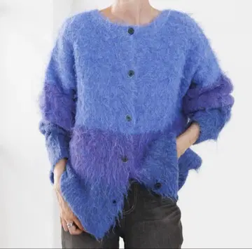 LEPSIM 3.5 게이지 샤기 가디건