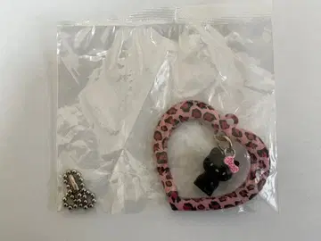 레어 블랙 키티 핑크 레오파드 무늬 키링 스트랩