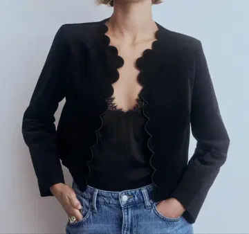 H&M 벨벳 스캘럽 자켓 38 사이즈 히가시하라 아키 씨