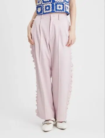 [ FURFUR ] 사이드 프릴 와이드 팬츠 / PNK / 사이즈 0