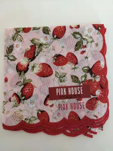 [ 미사용 새상품 ] PINKHOUSE 딸기 무늬 손수건