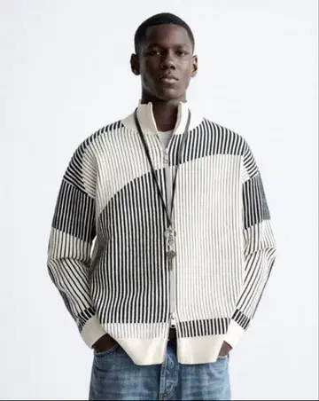 ZARA 스트라이프 집업 가디건 SnowMan 메구로 렌