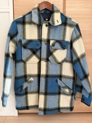 Wrangler 울 셔츠 자켓 블루 체크 M 사이즈
