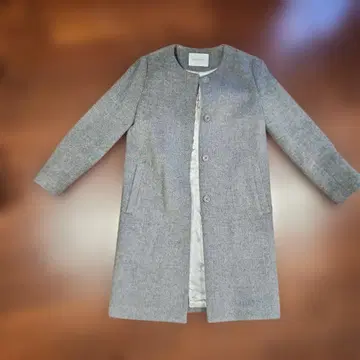 Spick & Span 그레이 노카라 롱 코트