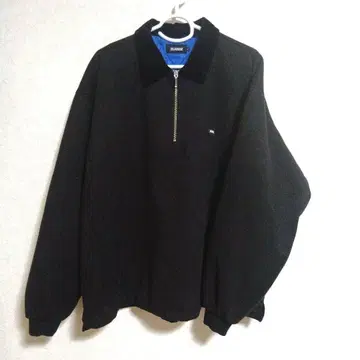 남성용 XLARGE 퀼팅 하프 집 셔츠 블랙 XL