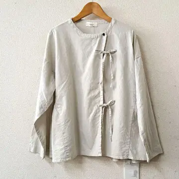 tukuroi 린넨코튼 리본 블라우스 쉘 화이트
