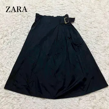 ZARA 블랙 플레어 스커트 M 사이즈 벨트 A라인 고급