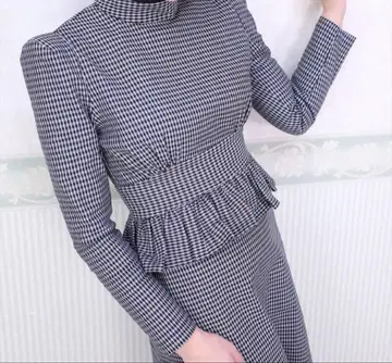 EATME 페플럼 디자인 체크 무늬 원피스 M 사이즈