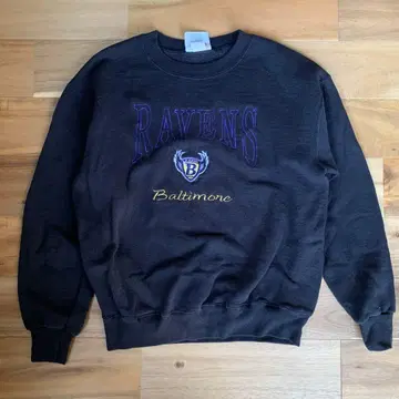 USA제 Lee 90s Ravens 자수 NFL 맨투맨 페이드 블랙 M