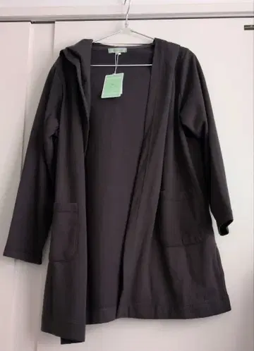 후드 부착 다크 그레이 롱 가디건 M 사이즈