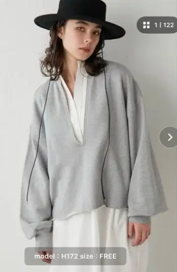 Whim Gazette 맨투맨 V넥 풀오버 2 그레이 FREE