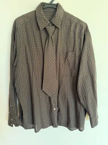 MAISON SPECIAL 체크 무늬 긴팔 셔츠 넥타이 포함