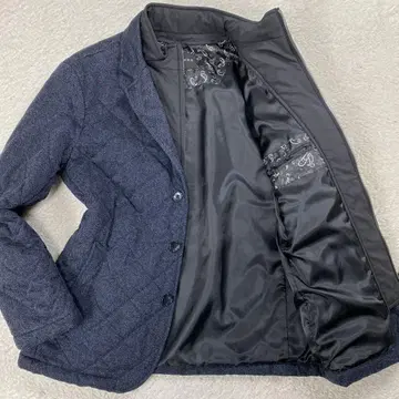 [ 새상품급 ] CAFE SOHO 충전솜 자켓 헤링본 무늬 네이비 M