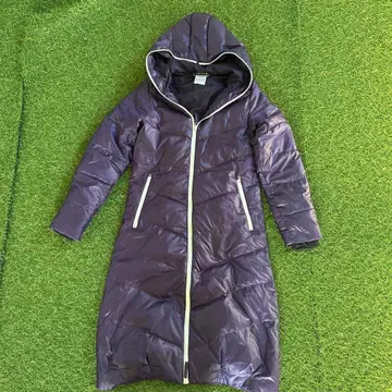 adidas 후드 부착 롱 다운 자켓 퍼플