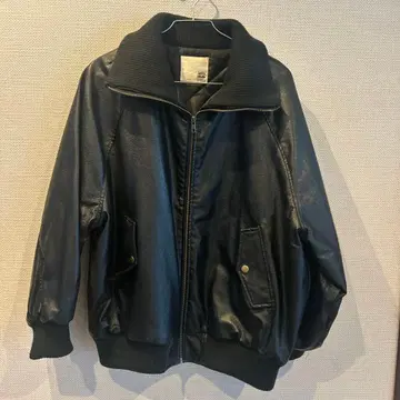 JaVa 블랙 점퍼 합성 피혁