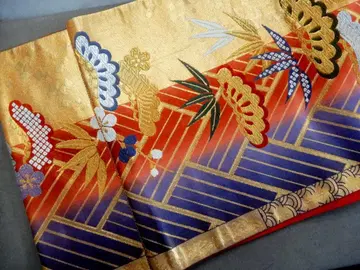 순수 실크 화려한 송죽매 후쿠로 오비