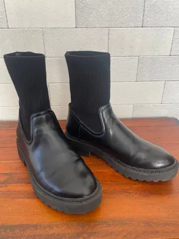 [ LOWRYS FARM ] L 사이즈 삭스부츠 블랙 숏부츠