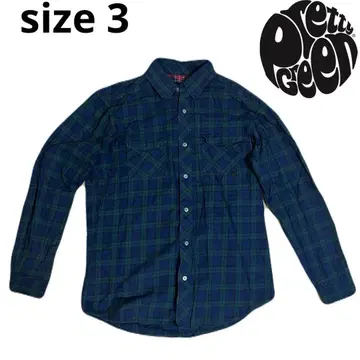 프리티 그린 체크 무늬 플란넬 셔츠