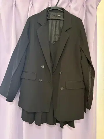 헤더 더블 브레스트 자켓 원피스