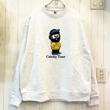 택 포함 새상품 수염 자수 맨투맨 트레이닝복 그레이 L 사이즈 긴팔